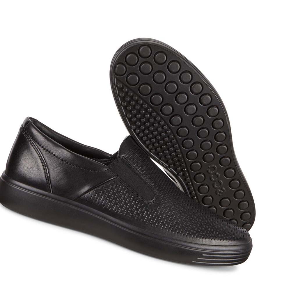 Men's Ecco Soft 7 Slip-on Sneakers Black | USA 635WNB